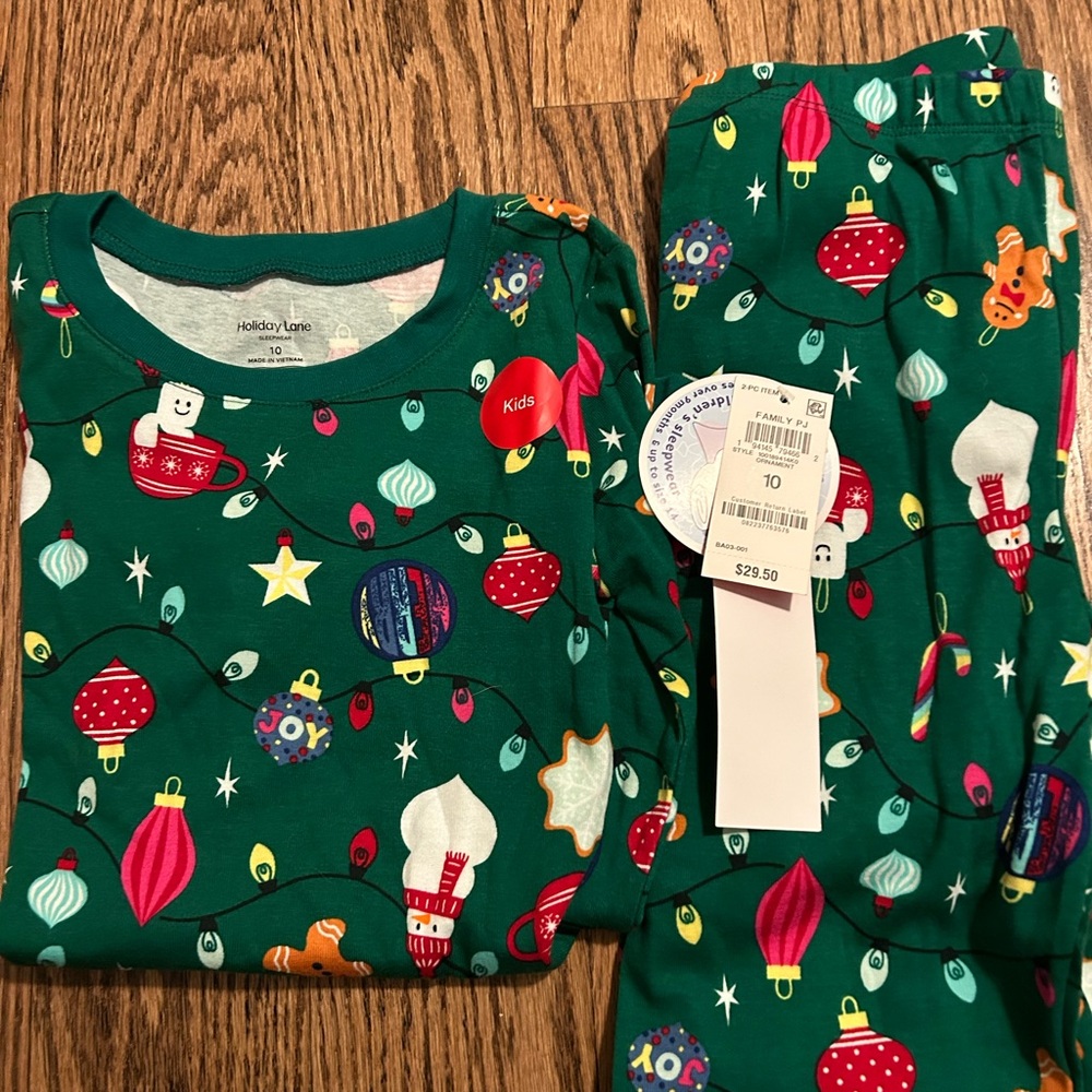 Kids Festive Pajama Set in Green by Holiday Lane